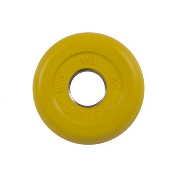 Диск обрезиненный жёлтого цвета MB Barbell MB-PltC26-0,75