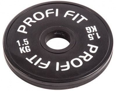 Диск для штанги каучуковый, черный, D-51, 1,5 кг. Profi-Fit | sportres.ru