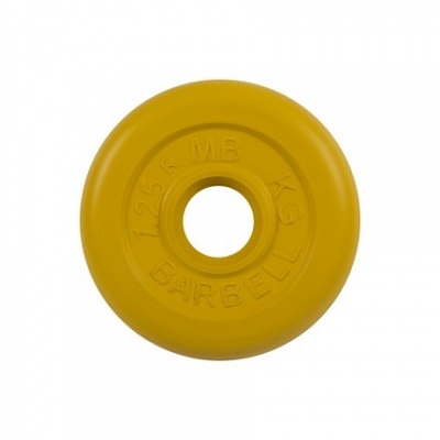 Диск обрезиненный жёлтого цвета MB Barbell MB-PltC26-1,25