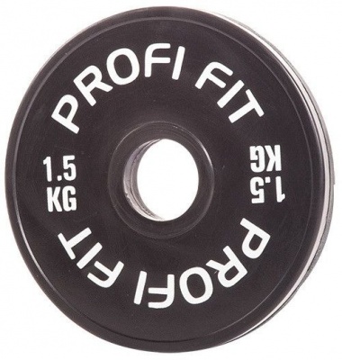 Диск для штанги каучуковый, черный, D-51, 1,5 кг. Profi-Fit | sportres.ru