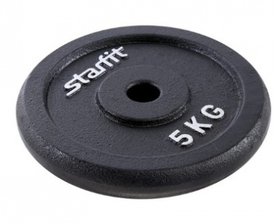 Диск чугунный Starfit BB-204 5 кг, d=26 мм, черный