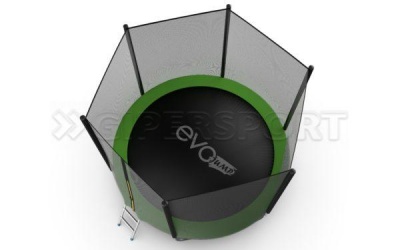 Батут с внешней сеткой и лестницей EVO JUMP External 10ft (Green) + нижняя сеть