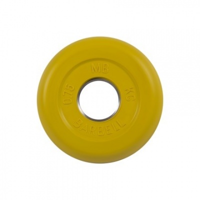 Диск обрезиненный жёлтого цвета MB Barbell MB-PltC26-0,75