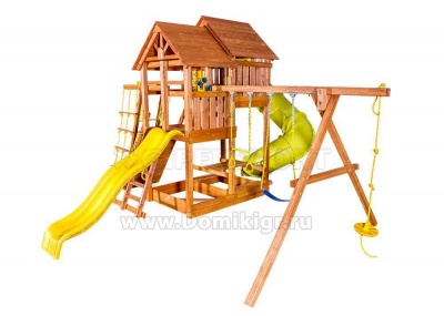 Игровая площадка SkyFort Deluxe II с горкой и горкой трубой и с манки-баром