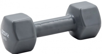 Гантель в виниловой оболочке Profi-Fit 3 кг, форма шестигранник, серый | sportres.ru