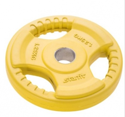 Диск обрезиненный Starfit BB-201, d=26 мм, желтый, 1,25 кг
