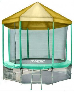 Батут Optifit Like Green 14ft с желтой крышей