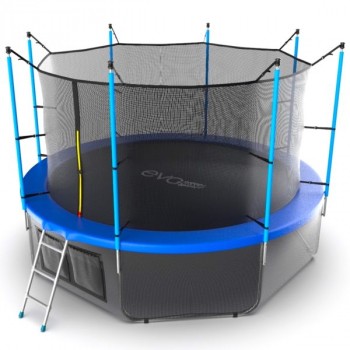 Батут с внутренней сеткой и лестницей EVO JUMP Internal 12ft (Blue) + нижняя сеть