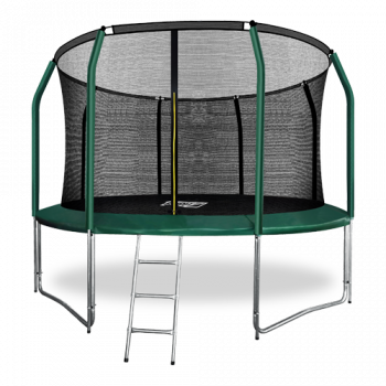 Батут премиум с внутренней сеткой и лестницей ARLAND 12FT (Dark Green)