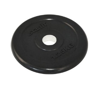 Диск обрезиненный Starfit BB-202, d=26 мм, черный, 1,25 кг