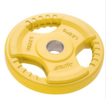 Диск обрезиненный Starfit BB-201, d=26 мм, желтый, 1,25 кг