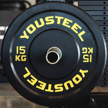 Диск каучуковый для штанги YouSteel тренировочный желтый 15кг