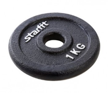 Диск чугунный Starfit BB-204 1 кг, d=26 мм, черный