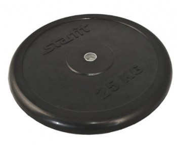 Диск обрезиненный Starfit BB-202, d=26 мм, черный, 25 кг