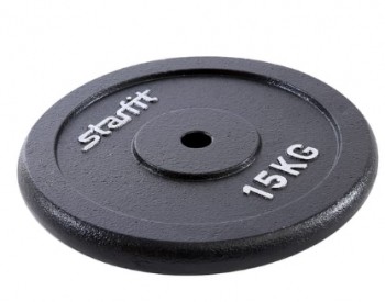 Диск чугунный Starfit BB-204 15 кг, d=26 мм, черный