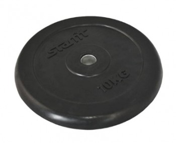 Диск обрезиненный Starfit BB-202, d=26 мм, черный, 10 кг