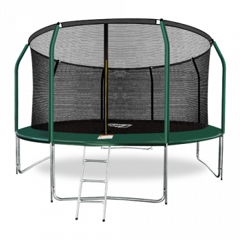 Батут премиум с внутренней сеткой и лестницей ARLAND 14FT (Dark Green)