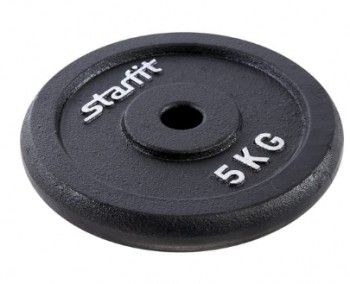 Диск чугунный Starfit BB-204 5 кг, d=26 мм, черный