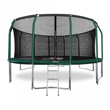 Батут премиум с внутренней сеткой и лестницей ARLAND 16FT (Dark Green)