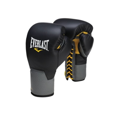 Перчатки тренировочные на шнуровке Everlast Pro Leather Laced 14oz черн