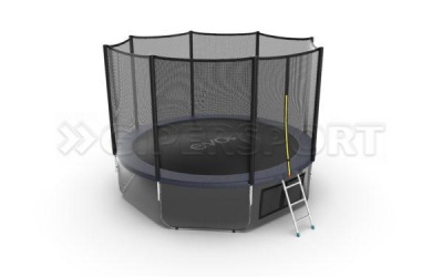 Батут с внешней сеткой и лестницей EVO JUMP External 12ft (Blue) + нижняя сеть