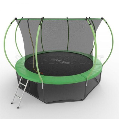Батут с внутренней сеткой и лестницей EVO JUMP Internal 12ft (Green) + нижняя сеть