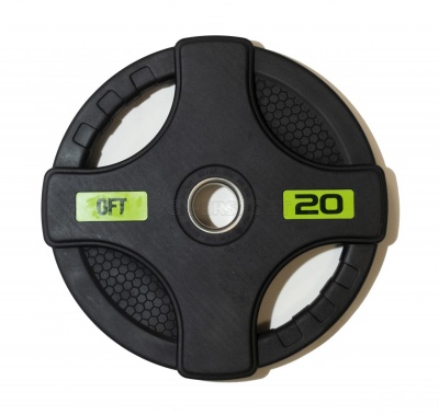 Штанга олимпийская OriginalFitTools 128 кг (диски с двумя хватами, черный гриф)