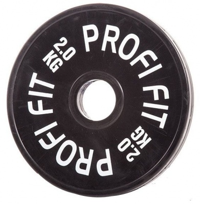 Диск для штанги каучуковый, черный, D-51, 2 кг. Profi-Fit | sportres.ru