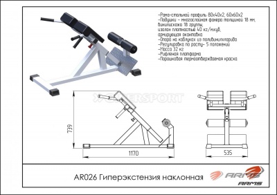 Гиперэкстензия наклонная ARMS AR026