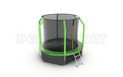 Батут с внутренней сеткой и лестницей EVO JUMP Cosmo 8ft (Green) + нижняя сеть
