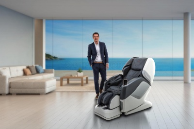 Массажное кресло с инновационным 4D массажем Casada Aura серо-белый