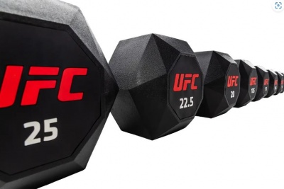 Комплект обрезиненных октогональных гантелей 10 пар от 2,5 до 25 кг. UFC | sportres.ru