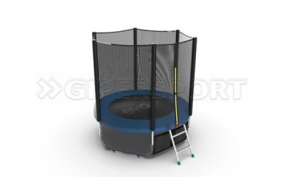 Батут с внешней сеткой и лестницей EVO JUMP External 6ft (Blue) + нижняя сеть