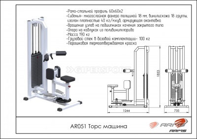 Грузоблочный тренажер Торс машина ARMS AR051