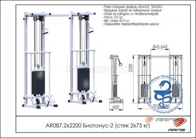 Грузоблочный тренажер Биотонус-2 стек 2 х 75 кг ARMS AR087.2х2200
