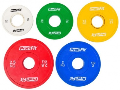 Диск обрезиненный, цветной D-51, 1 кг. Profi-Fit | sportres.ru