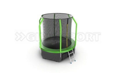 Батут с внутренней сеткой и лестницей Evo Jump Cosmo 6ft (Green)+ нижняя сеть