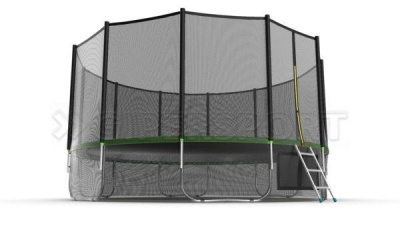Батут с внешней сеткой и лестницей EVO JUMP External 16ft (Green) + нижняя сеть