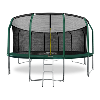 Батут премиум с внутренней сеткой и лестницей ARLAND 16FT (Dark Green)