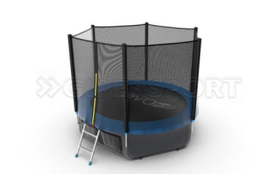 Батут с внешней сеткой и лестницей EVO JUMP External 8ft (Blue) + нижняя сеть
