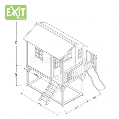 Игровой дом Exit Toys с горкой 550 красный