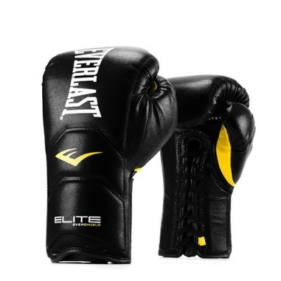 Перчатки тренировочные на шнуровке Everlast Elite Pro 16oz черн