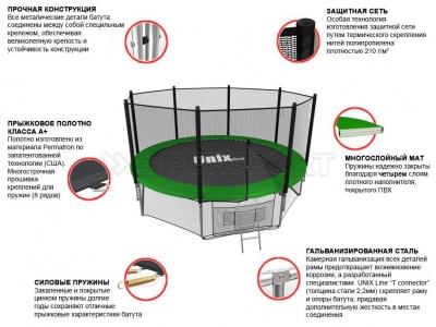 Батут UNIX line 12 ft outside (Green)