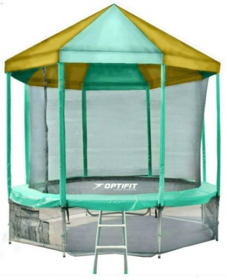 Батут Optifit Like Green 12ft с зелено-желтой крышей