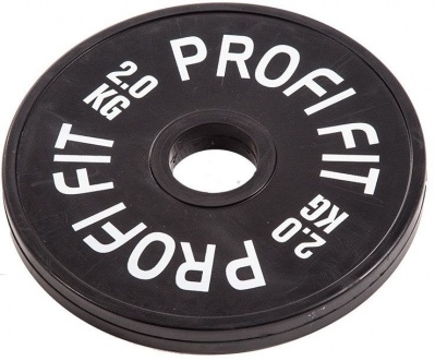 Диск для штанги каучуковый, черный, D-51, 2 кг. Profi-Fit | sportres.ru