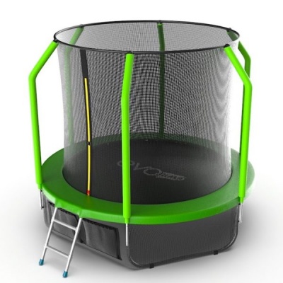 Батут с внутренней сеткой и лестницей EVO JUMP Cosmo 8ft (Green) + нижняя сеть