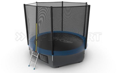 Батут с внешней сеткой и лестницей EVO JUMP External 10ft (Blue) + нижняя сеть