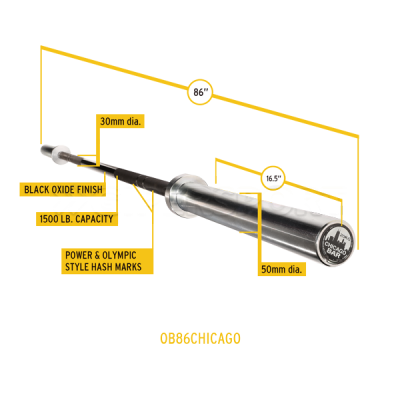 Гриф олимпийский с двойными марками 220 см BodySolid CHICAGO