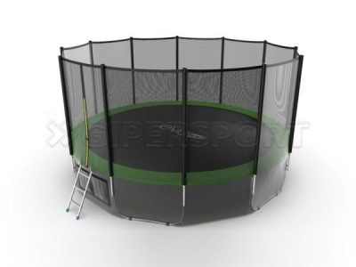 Батут с внешней сеткой и лестницей EVO JUMP External 16ft (Green) + нижняя сеть