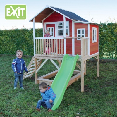Игровой дом Exit Toys с горкой 550 красный
